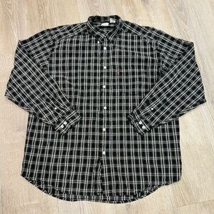 Vintage Levis Shirt Mens L Black white Plaid Button Down 90s Red Tab Preppy